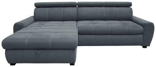 ECKSOFA inkl.Funktionen Dunkelblau Webstoff  - Schwarz/Dunkelblau, Design, Kunststoff/Textil (276/173cm) - Stylife