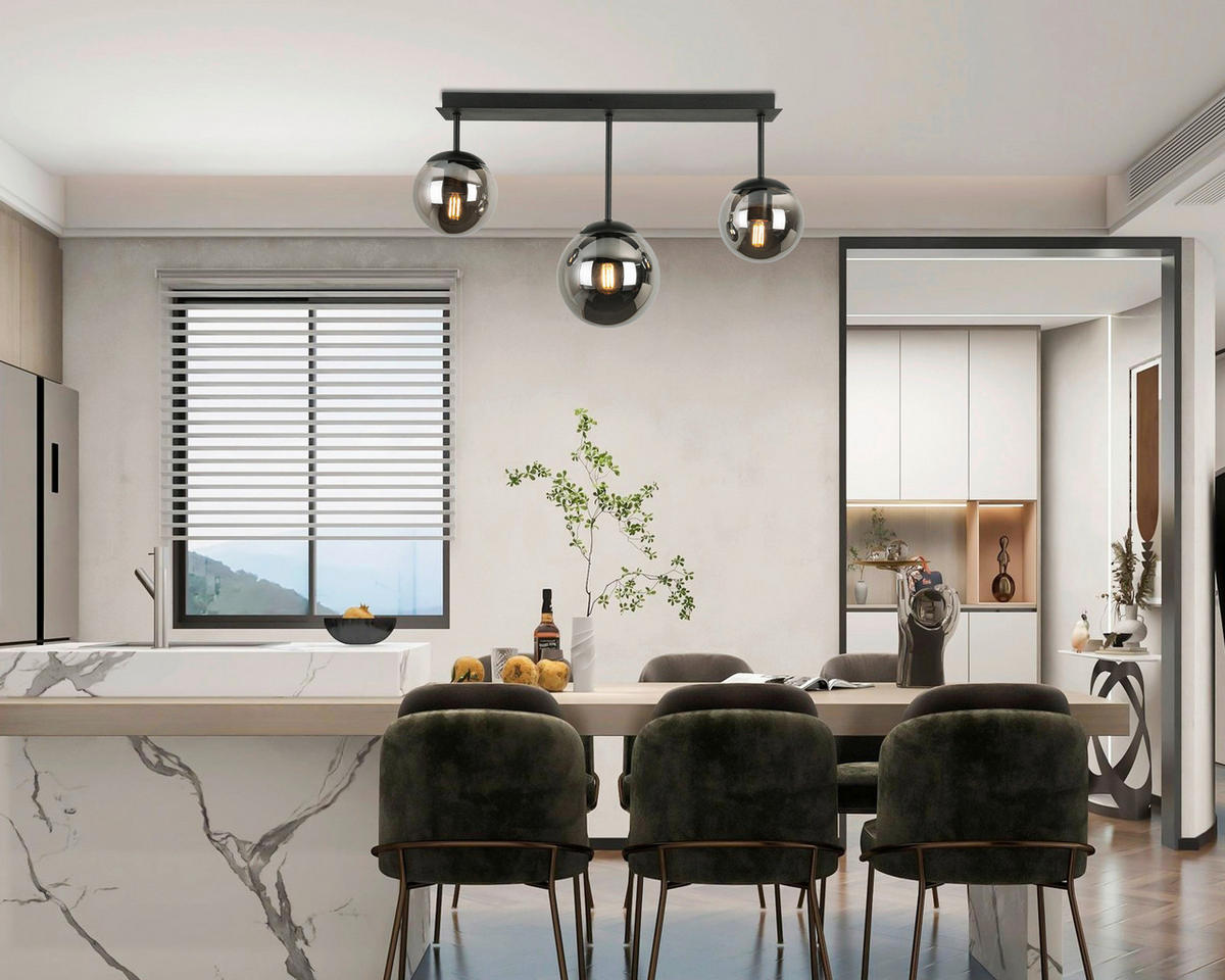 DECKENLEUCHTE  60/16/34,5 cm    - Chromfarben/Schwarz, Trend, Glas/Kunststoff (60/16/34,5cm) - Novel