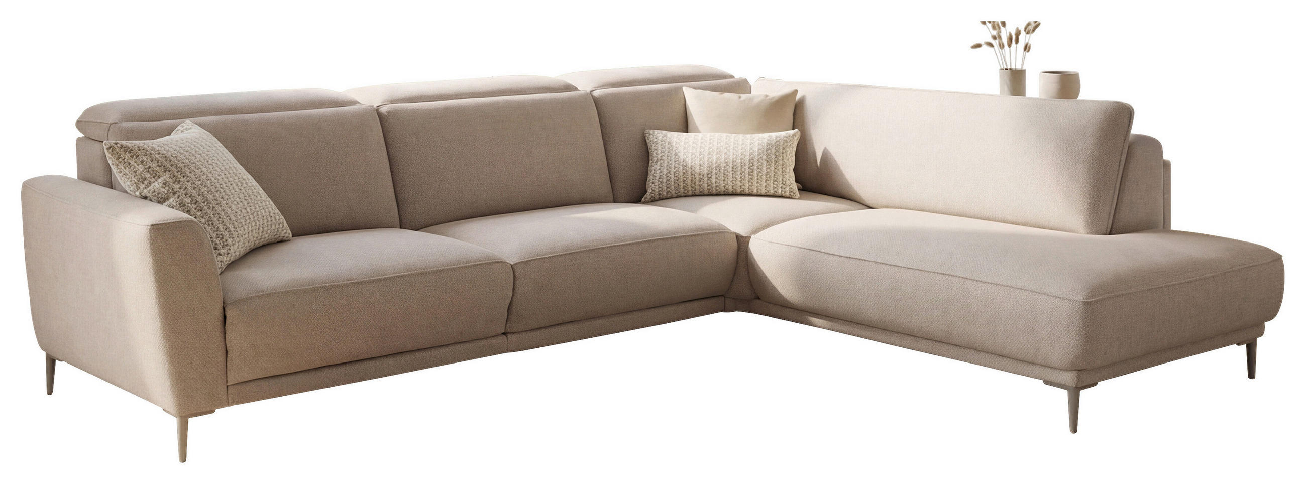 ECKSOFA  Flachgewebe Beige  - Beige, Design, Textil/Metall (280/230cm) - Johann Jakob