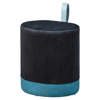 HOCKER Samt Blau, Schwarz  - Blau/Schwarz, KONVENTIONELL, Kunststoff/Textil (38/43/32,5cm) - MID.YOU