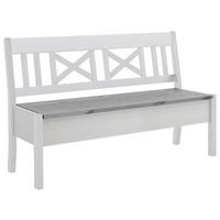SITZBANK 148/93/58 cm Grau, Weiß Kiefer massiv  - Weiß/Grau, ROMANTIK / LANDHAUS, Holz (148/93/58cm) - Boxxx
