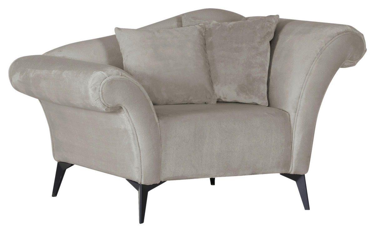 SESSEL in Chenille Hellgrau  - Hellgrau/Schwarz, Design, Textil/Metall (138/83/85cm)