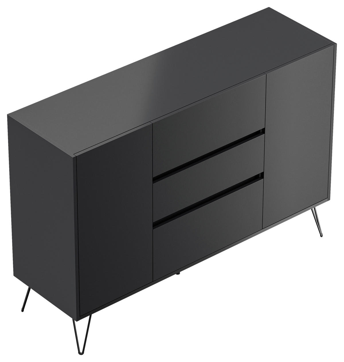 SIDEBOARD Posseik Industrial 140/93,6/42 cm 3 Schublade(n)  - Graphitfarben/Schwarz, Design, Holzwerkstoff/Metall (140/93,6/42cm) - P & B