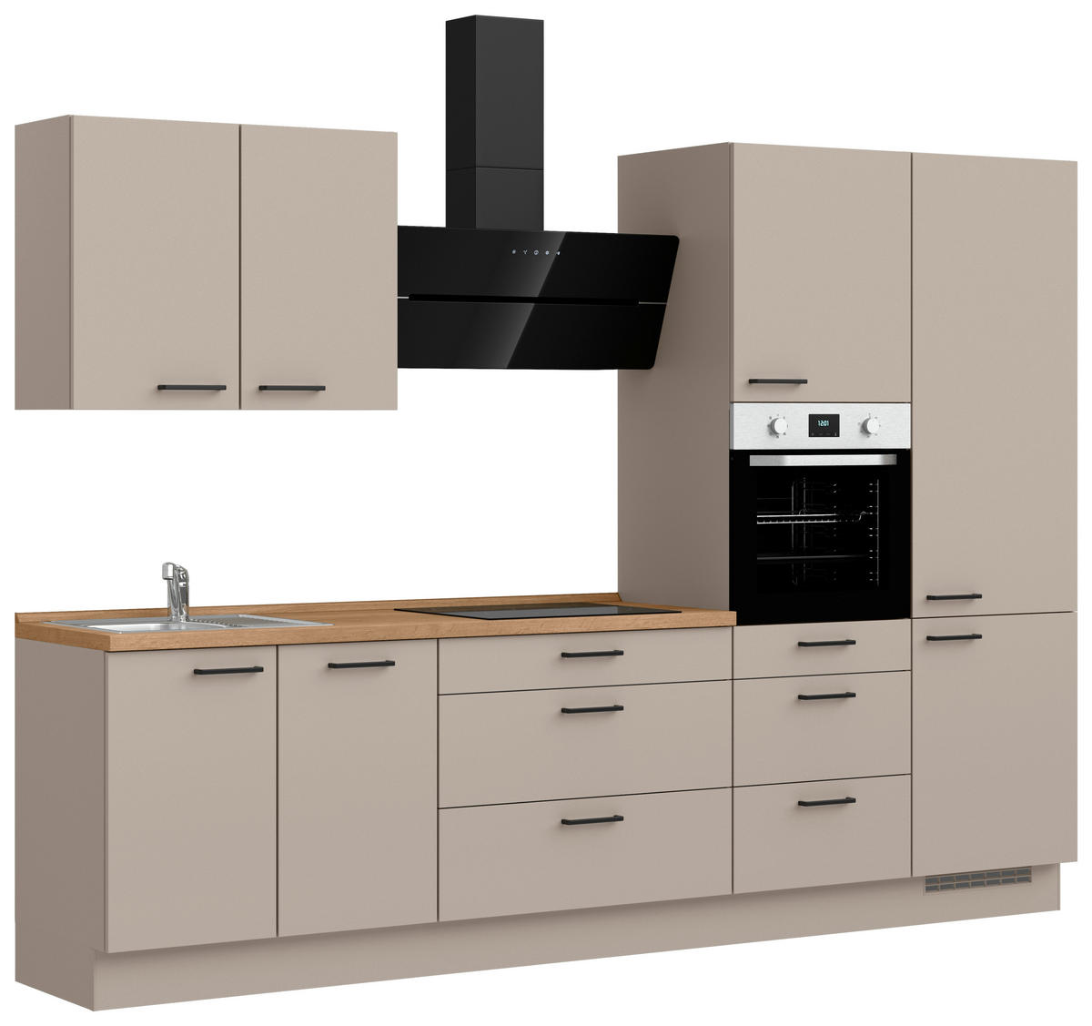 KÜCHENBLOCK Easytouch 300 cm  in Eichefarben, Sandfarben  - Sandfarben/Eichefarben, MODERN, Holzwerkstoff/Metall (300cm) - Nobilia