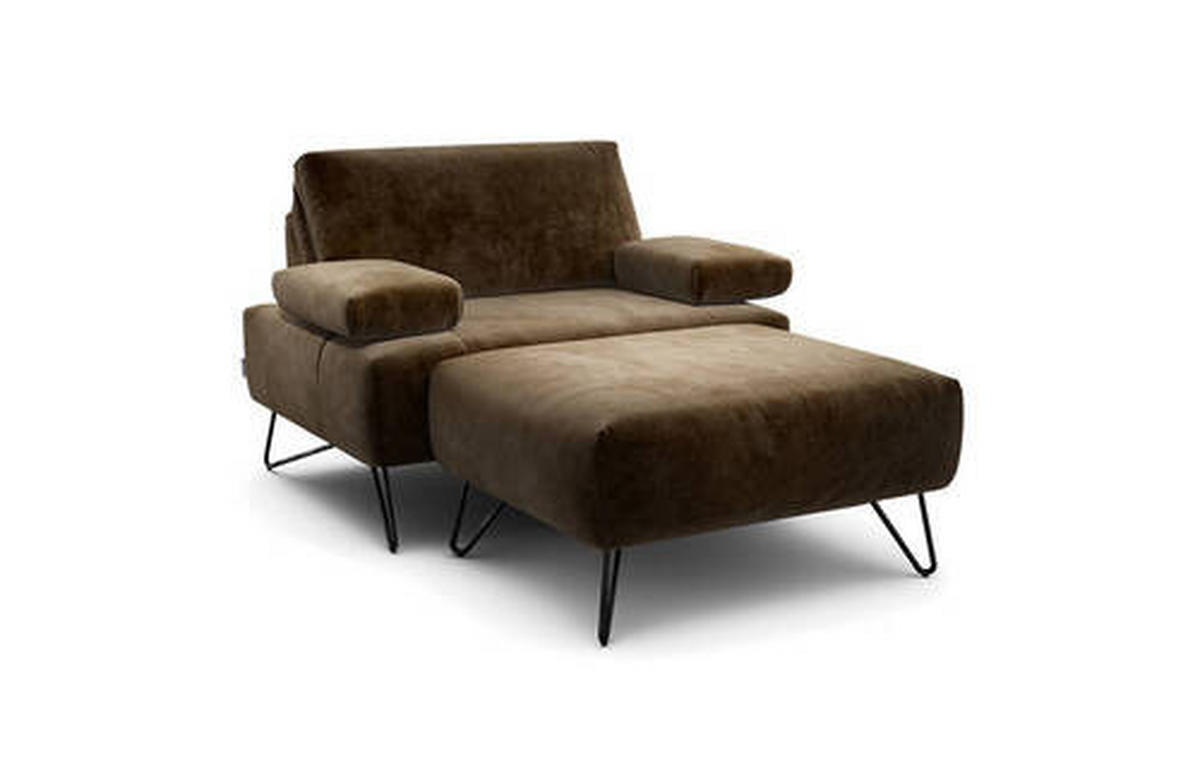 SESSELSET in Samt Braun  - Schwarz/Braun, Design, Textil/Metall (114-142/85/86-94cm) - SENSOO