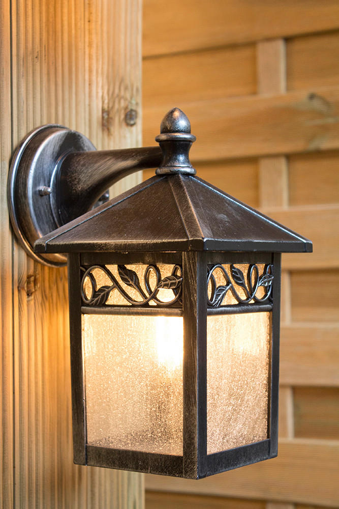 AUSSENWANDLEUCHTE - Silberfarben/Schwarz, Konventionell, Glas/Metall (15/26,2/19cm) - Elstead Lighting