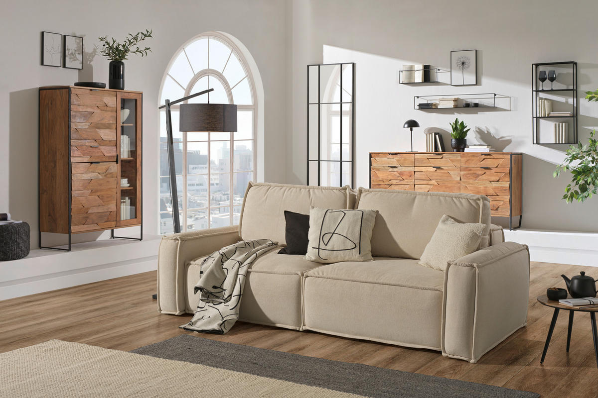 SIDEBOARD  in 175/86/40 cm  - Schwarz/Akaziefarben, Trend, Holz/Metall (175/86/40cm) - Ambia Home