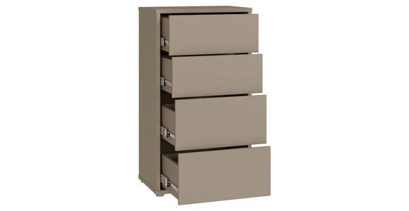 KOMMODE , 55/99/35 cm, 4 Schublade(n)  - Taupe/Silberfarben, Trend, Holzwerkstoff/Kunststoff (55/99/35cm) - Carryhome