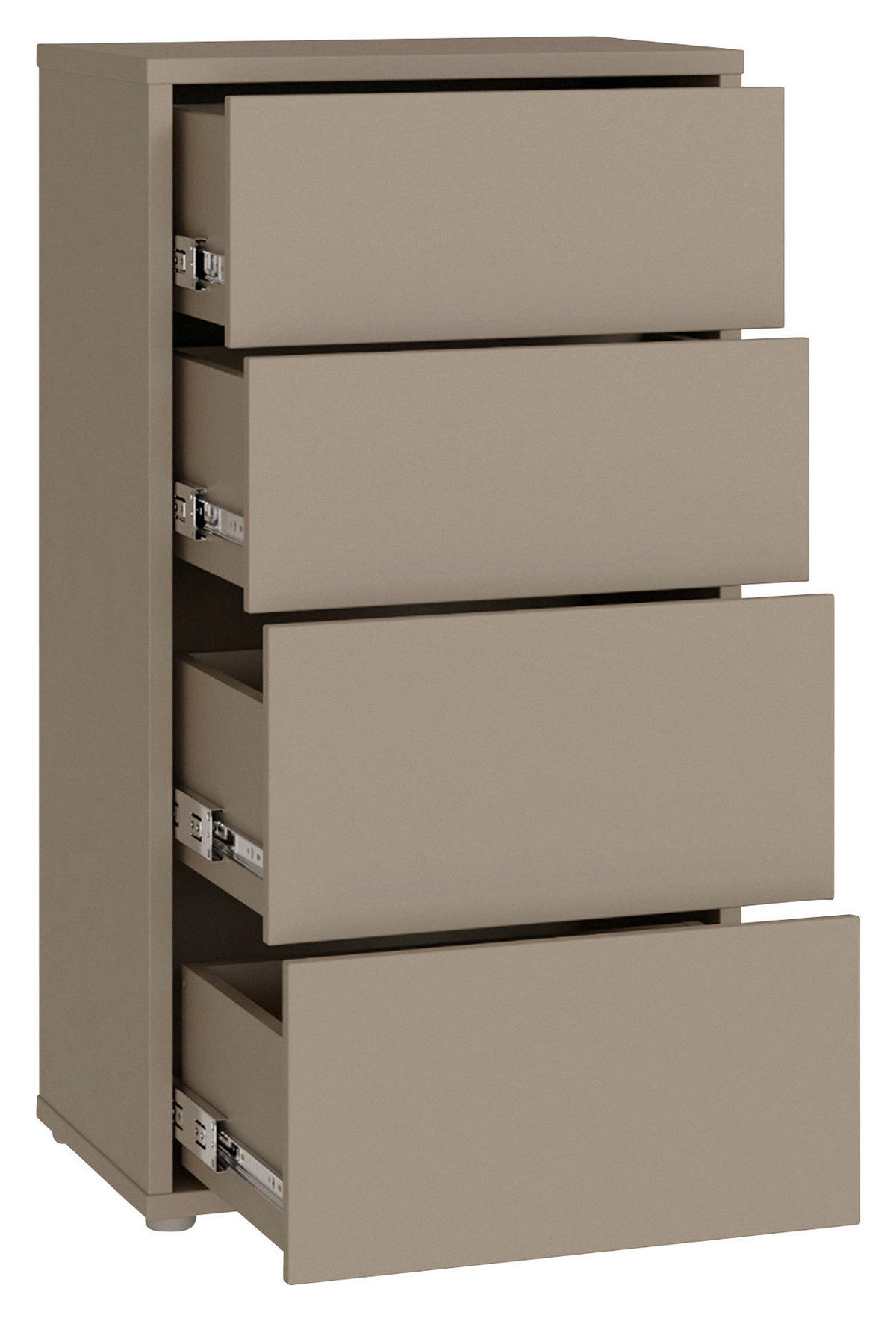 KOMMODE , 55/99/35 cm, 4 Schublade(n)  - Taupe/Silberfarben, Trend, Holzwerkstoff/Kunststoff (55/99/35cm) - Carryhome