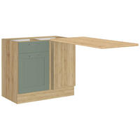 ECKUNTERSCHRANK 115/90/60 cm  in Grün, Eiche San Remo  - Chromfarben/Eiche San Remo, Design, Holzwerkstoff/Metall (115/90/60cm) - MID.YOU