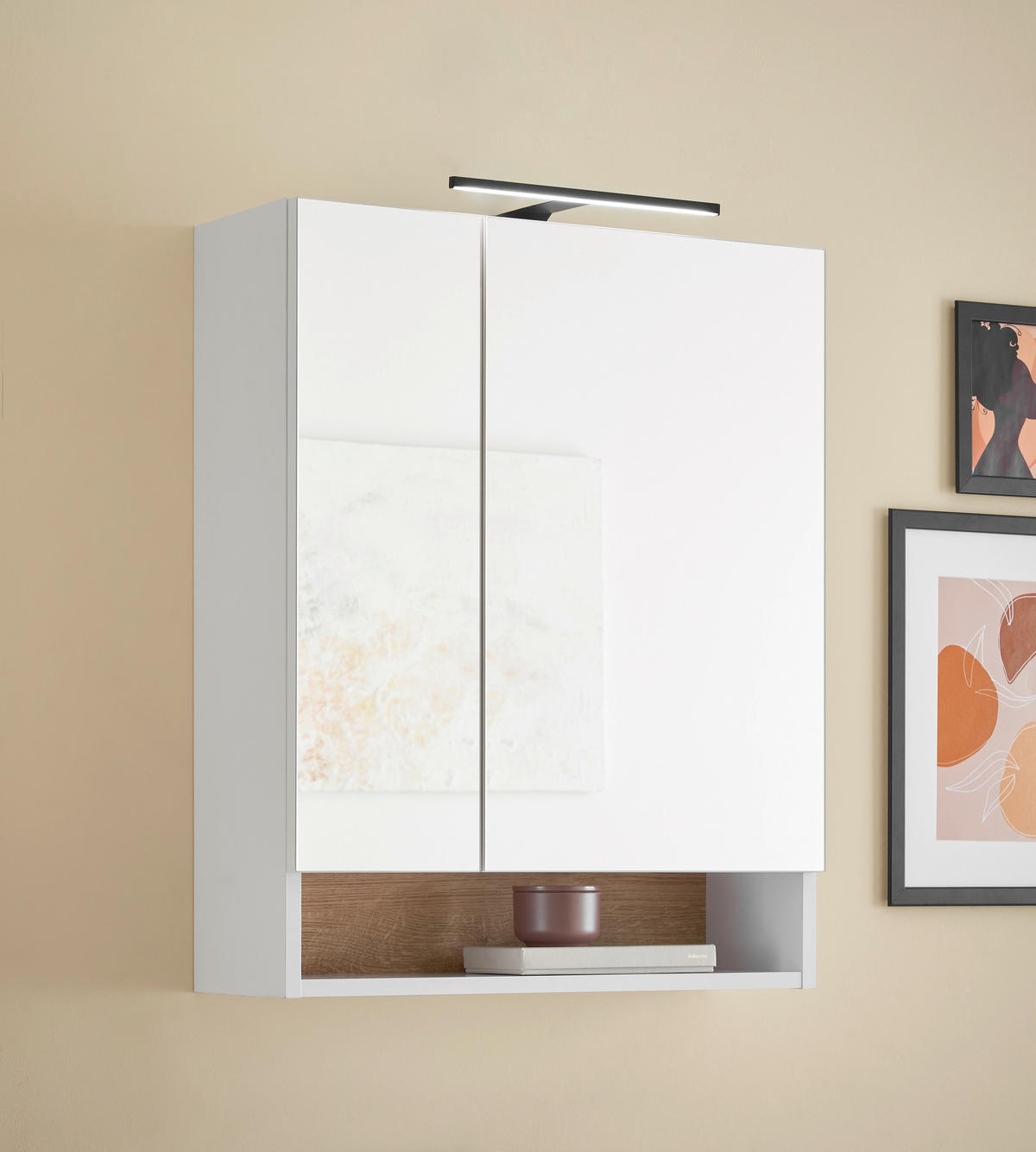 SPIEGELSCHRANK 60/75/22 cm  - Weiß, KONVENTIONELL, Glas/Holzwerkstoff (60/75/22cm) - home24