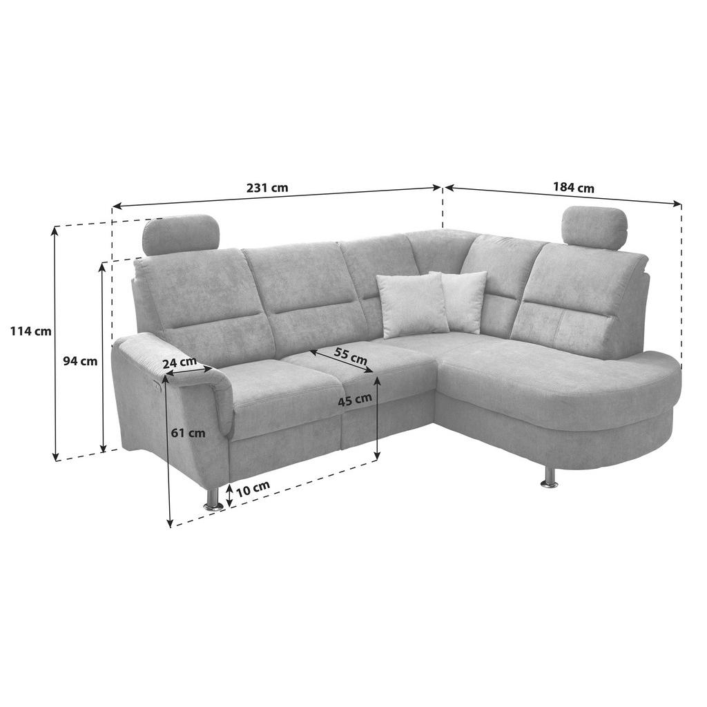 Thumbnail - Livetastic Ecksofa, Grün, Textil, Uni, 4-Sitzer, Ottomane rechts, L-Form, 231x184 cm, Made in EU, Relaxfunktion, Rücken ...