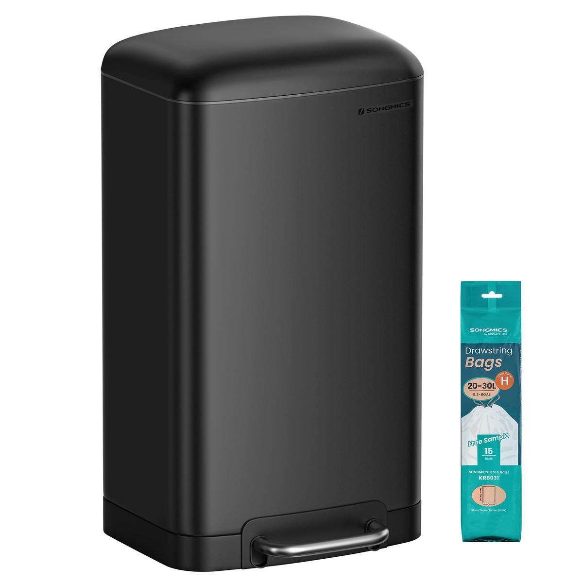 ABFALLSAMMLER 30 L  - Schwarz, Basics, Kunststoff/Metall (34,5/61,5/32,5cm)