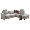ECKSOFA Chenille, Flachgewebe Hellgrau  - Nussbaumfarben/Hellgrau, Konventionell, Holz/Textil (236/213cm) - Sit & More