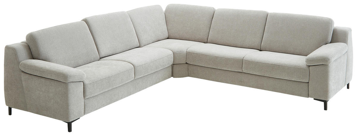 ECKSOFA in Chenille Hellgrau  - Hellgrau/Schwarz, Design, Textil/Metall (278/278cm) - Valdera