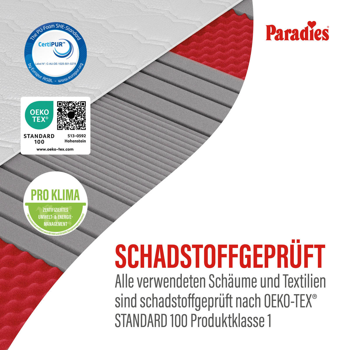 KALTSCHAUMMATRATZE 180/200 cm, Höhe ca.: 21 cm, H3 = fest, 7-Zonen - Weiß, KONVENTIONELL, Textil (180/200cm) - Paradies