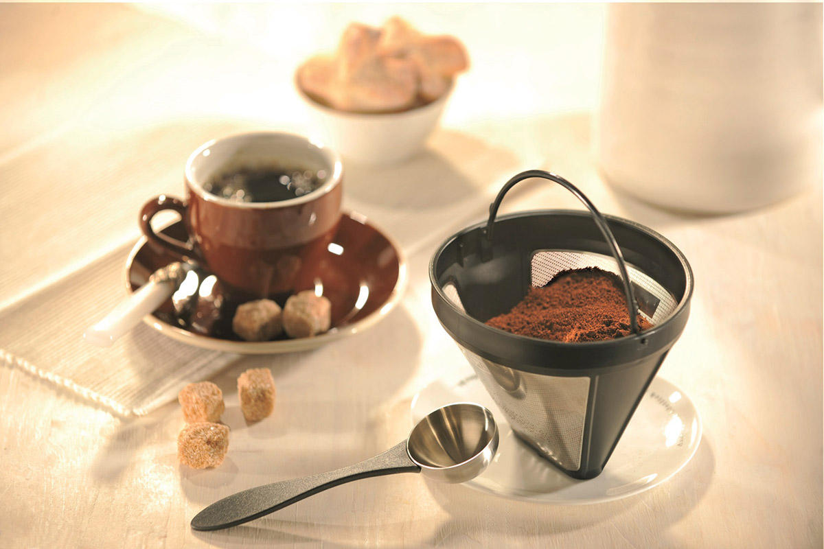 KAFFEEFILTER  - Chromfarben/Schwarz, Basics, Kunststoff/Metall - Gefu