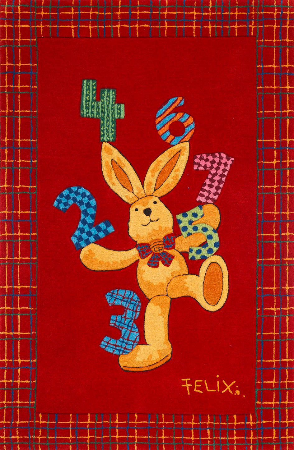 XXXLutz Kinderteppich Felix der Hase Rot 110x170 cm