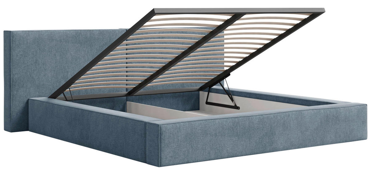 POLSTERBETT Bettkasten Blau 140/200 cm  - Blau/Schwarz, MODERN, Holz/Kunststoff (140/200cm) - MID.YOU