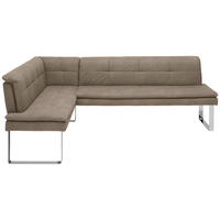 ECKBANK in Textil, Metall Chromfarben, Taupe  - Taupe/Chromfarben, Design, Textil/Metall (174/253cm) - Novel