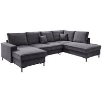 SJEDEĆA GARNITURA tekstil  siva   - siva/crna, Moderno, tekstil/metal (150/309/198cm) - MID.YOU