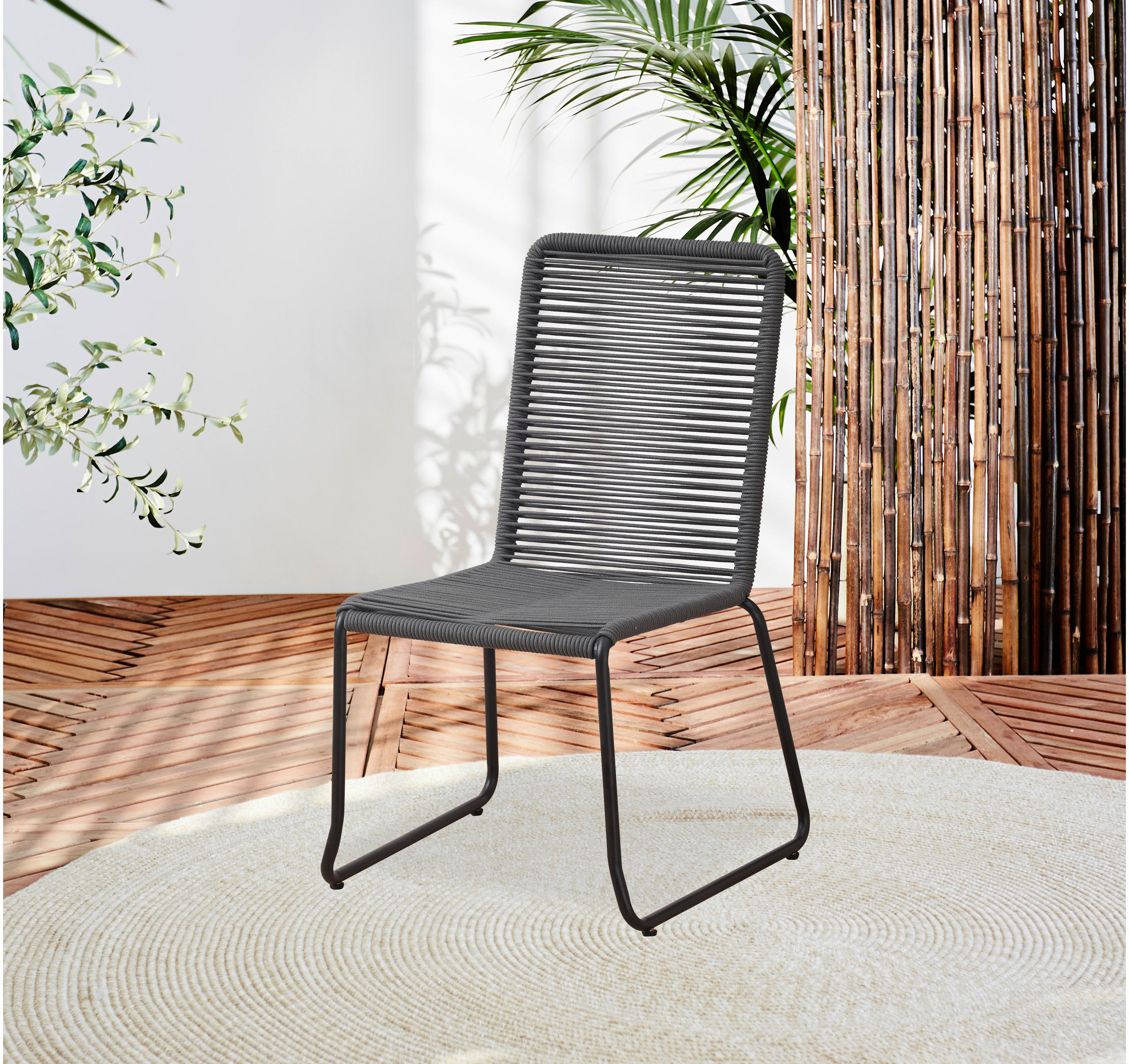 GARTENSTUHL-SET Edelstahl Anthrazit  - Anthrazit, Design, Kunststoff/Metall (60/89/44cm) - Gardenson