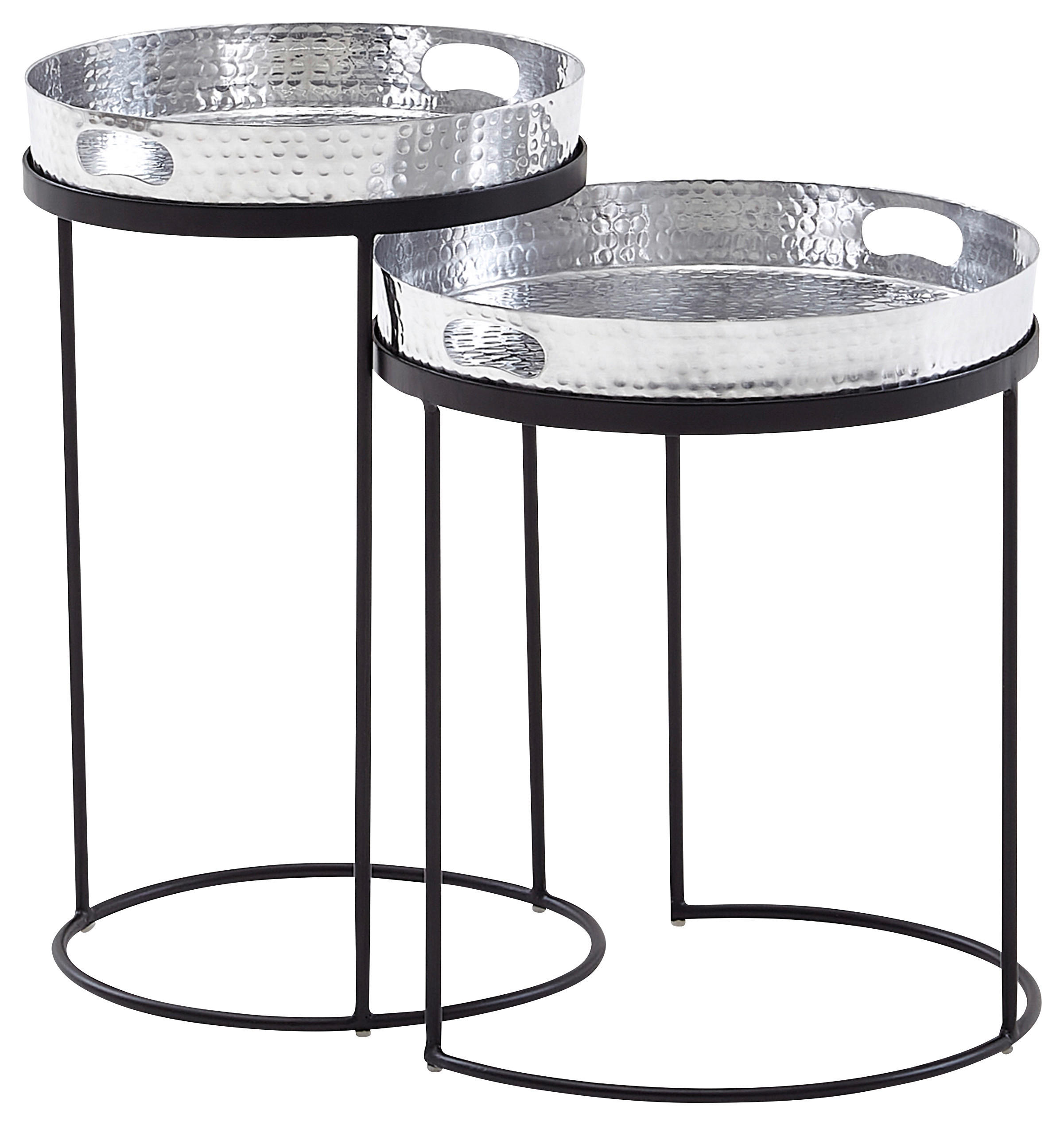BEISTELLTISCHSET rund Silberfarben  - Silberfarben/Schwarz, MODERN, Metall (32,5/32,5/53cm) - MID.YOU