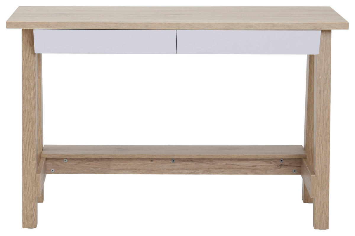 SCHREIBTISCH 120/55/76 cm  in Weiß, Eiche San Remo  - Weiß/Eiche San Remo, Design, Holzwerkstoff/Metall (120/55/76cm) - Voleo