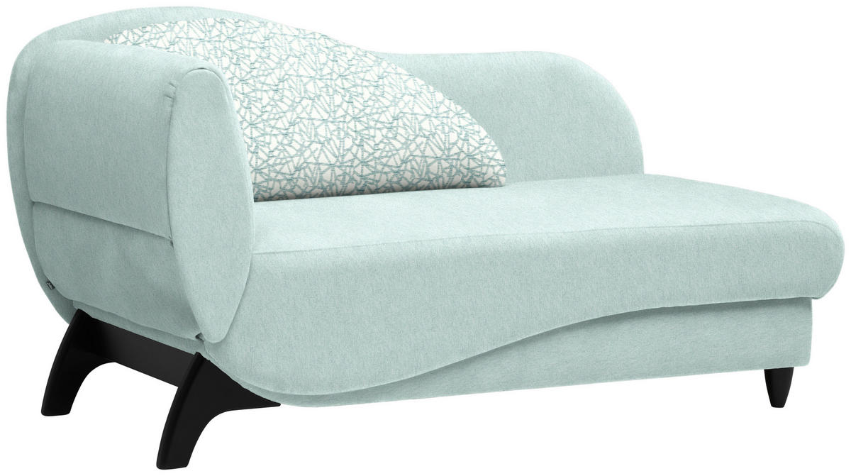 RÉCAMIERE in Webstoff Mintgrün  - Schwarz/Mintgrün, Modern, Holz/Textil (171-190/87/84cm) - Joka