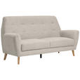 3-SITZER-SOFA Webstoff Beige  - Eichefarben/Beige, Design, Holz/Kunststoff (200/105/84cm) - Carryhome