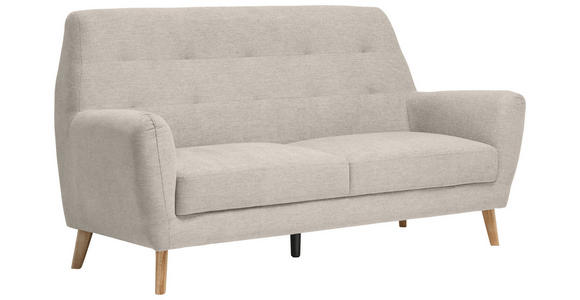 3-SITZER-SOFA Webstoff Beige  - Eichefarben/Beige, Design, Holz/Kunststoff (200/105/84cm) - Carryhome