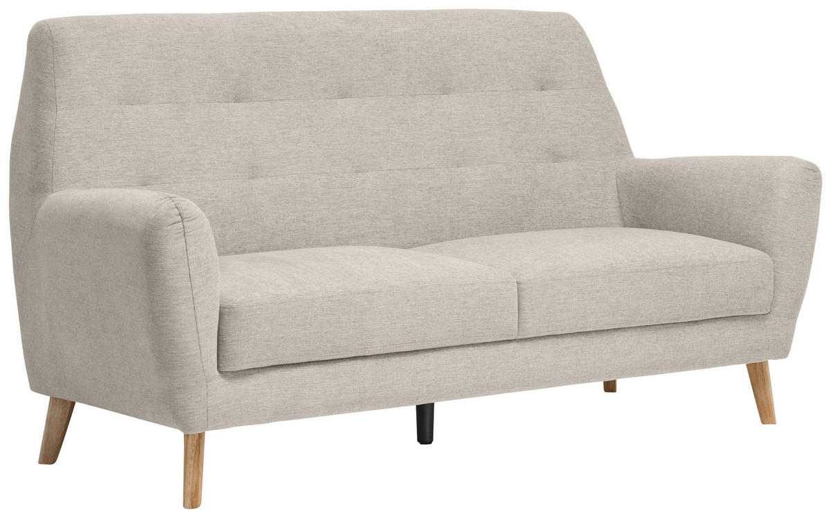 3-SITZER-SOFA in Webstoff Beige  - Eichefarben/Beige, Design, Holz/Kunststoff (200/105/84cm) - Carryhome