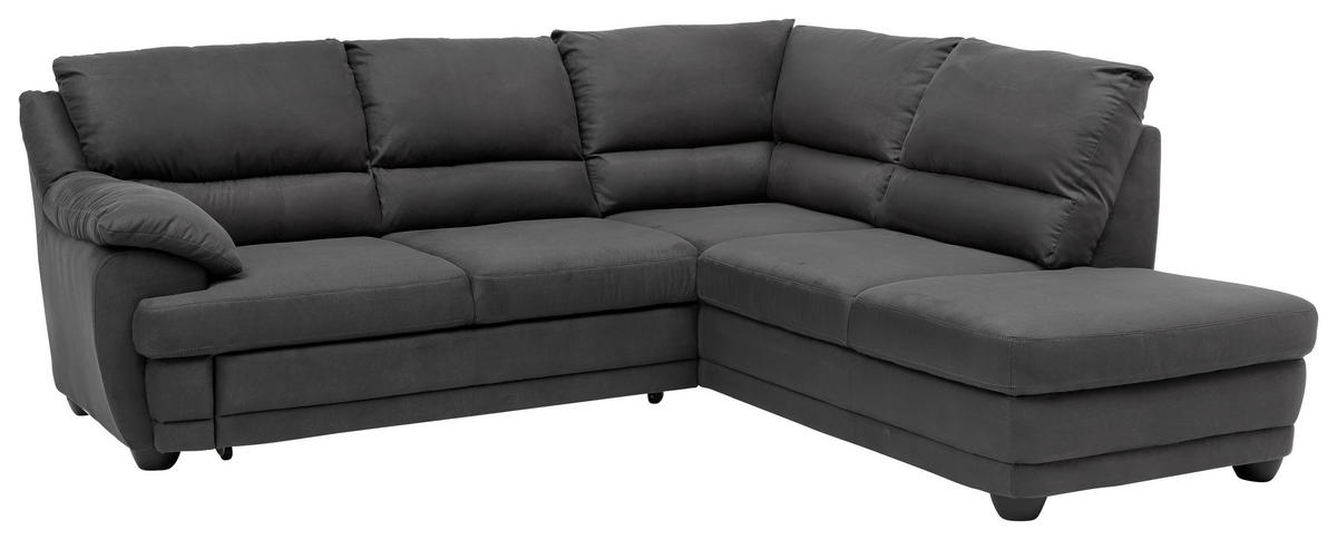 ECKSOFA in Mikrofaser Anthrazit  - Anthrazit/Schwarz, Design, Kunststoff/Textil (245/225cm) - Livetastic