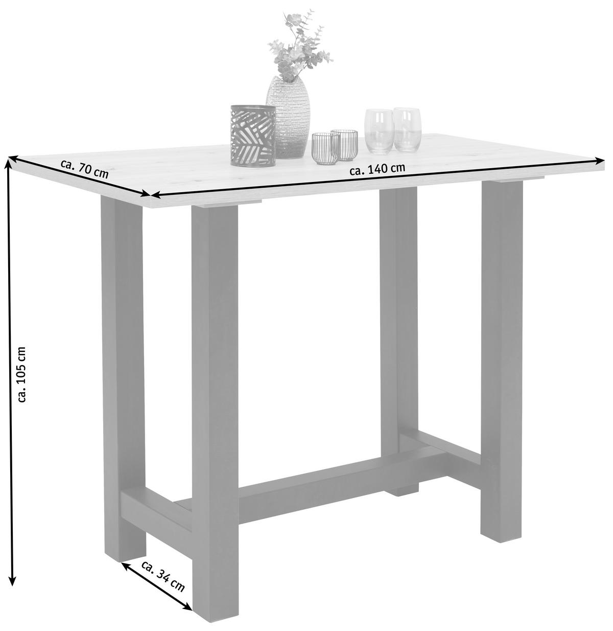BARTISCH in Holzwerkstoff 140/70/105 cm   - Eichefarben/Schwarz, KONVENTIONELL, Holzwerkstoff (140/70/105cm) - Carryhome