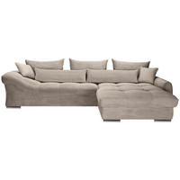 ECKSOFA Taupe Cord  - Taupe/Chromfarben, KONVENTIONELL, Textil/Metall (335/225cm) - Carryhome