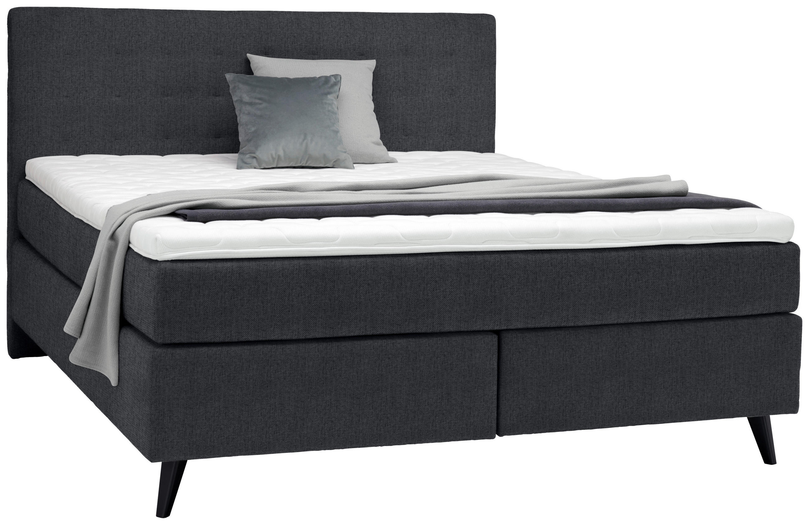BOXSPRINGBETT 180/200 cm  in Anthrazit  - Anthrazit/Schwarz, Konventionell, Holz/Textil (180/200cm) - Voleo