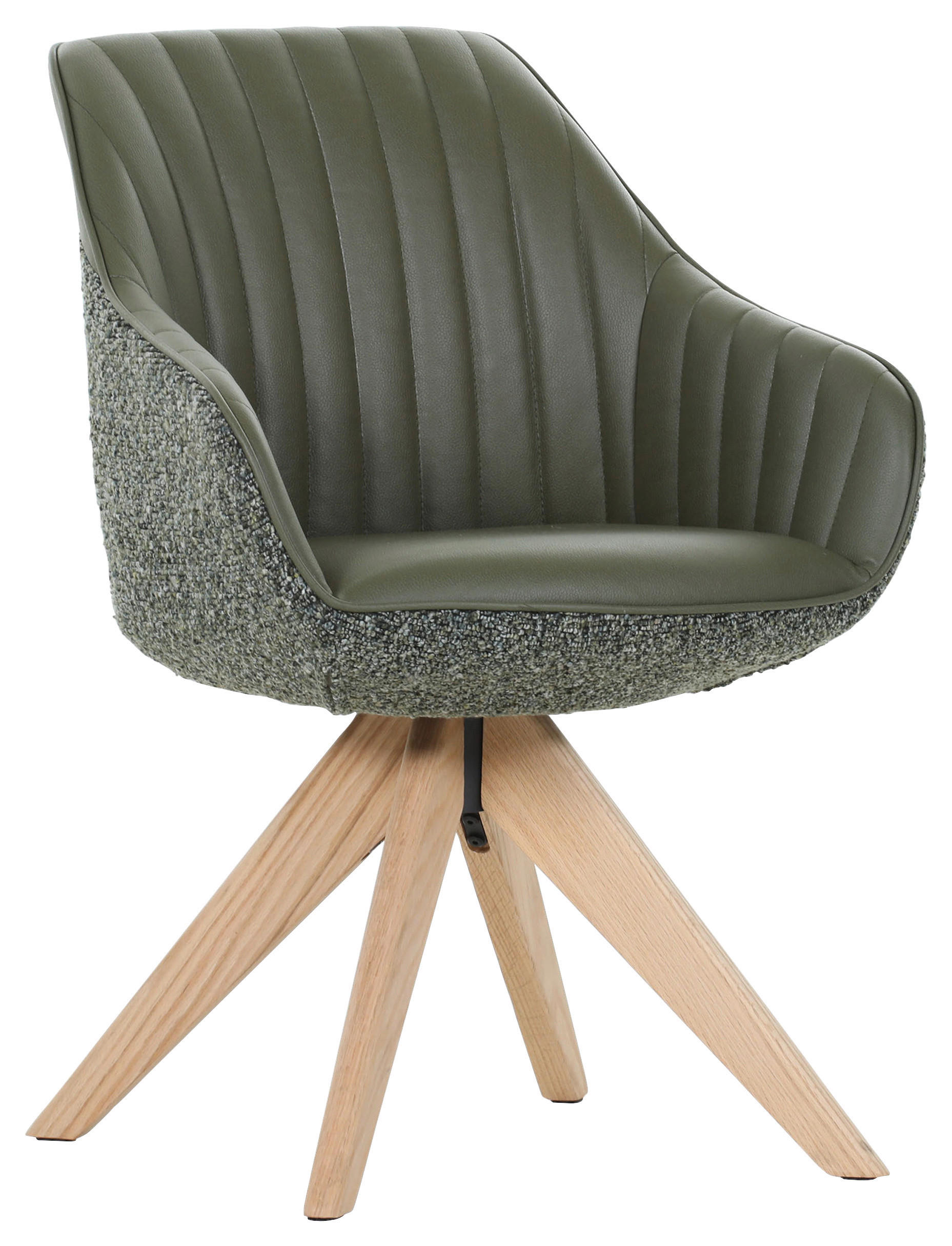 ARMLEHNSTUHL  in Chenille, Lederlook  - Eichefarben/Grün, KONVENTIONELL, Holz/Textil (60/83/65cm) - home24