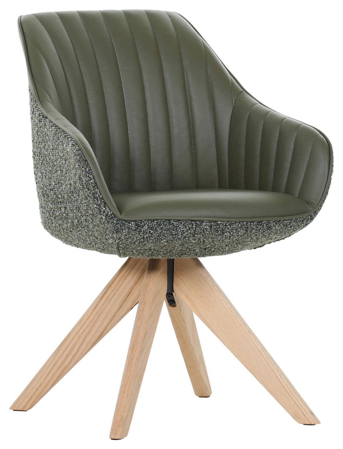 STOLIČKA S PODRÚČKAMI, ženilka, vzhľad kože, zelená, farba duba - zelená/farba duba, Konventionell, drevo/textil (60/83/65cm) - home24