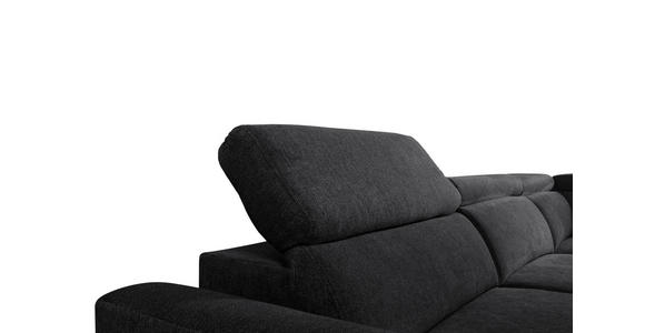 ECKSOFA Schwarz Velours Bettkasten, Schlaffunktion, Rücken echt, Kopfteilverstellung, Liegefläche im Originalstoff  - Schwarz, KONVENTIONELL, Textil/Metall (255/217cm) - Carryhome