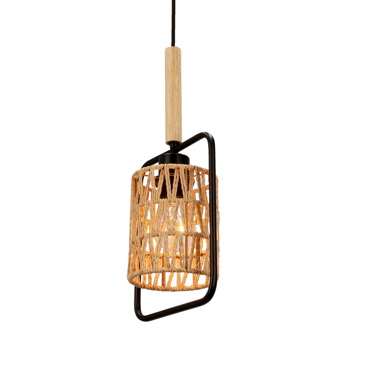 PENDELLAMPA Crown 20/12/110 cm  - beige/svart, Natur, metall/textil (20/12/110cm)
