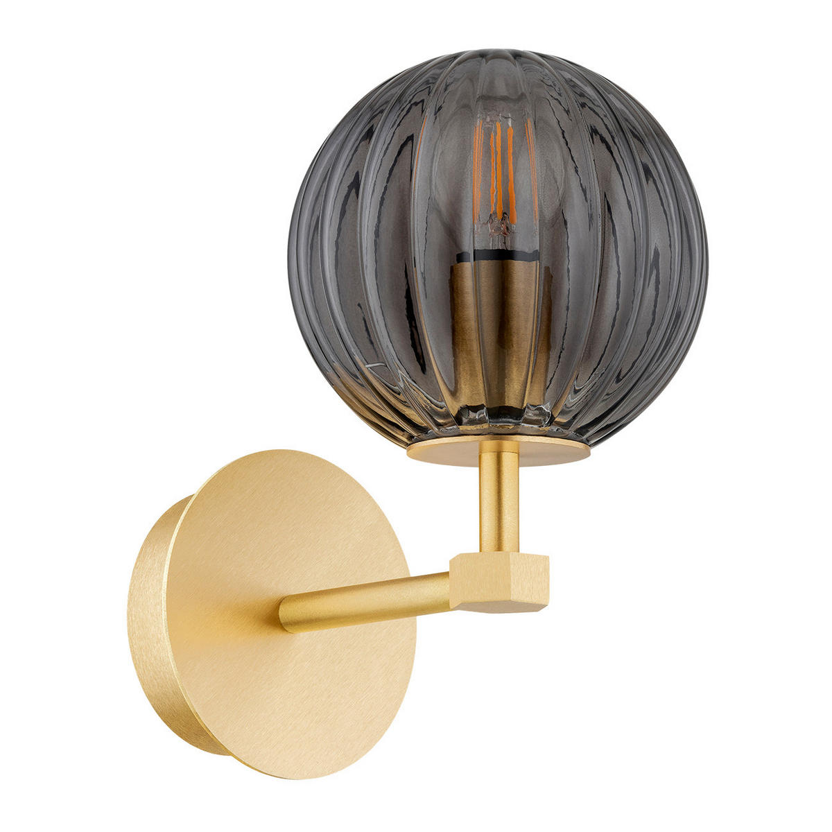 WANDLEUCHTE 20.5/12/19 cm   - Messingfarben/Hellgrau, KONVENTIONELL, Glas/Metall (20.5/12/19cm)