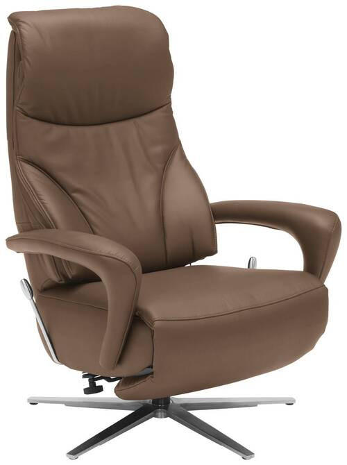RELAXSESSEL in Leder Graubraun  - Edelstahlfarben/Graubraun, Design, Leder/Metall (75/106/88cm) - Dieter Knoll