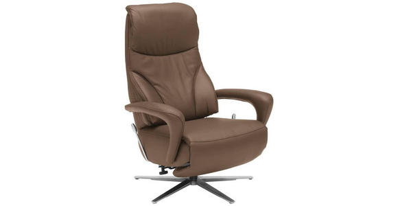 RELAXSESSEL in Leder Graubraun - Edelstahlfarben/Graubraun, Design, Leder/Metall (75/106/88cm) - Dieter Knoll