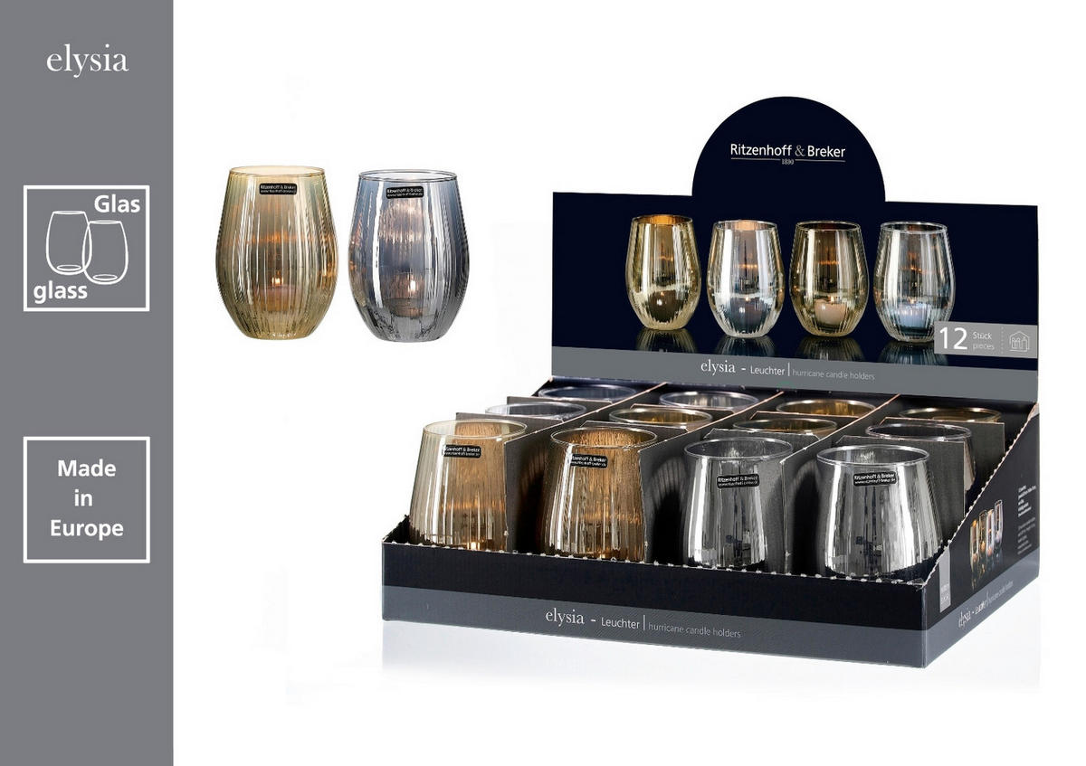 KERZENHALTER - Silberfarben/Goldfarben, KONVENTIONELL, Glas (10/13cm) - Ritzenhoff Breker