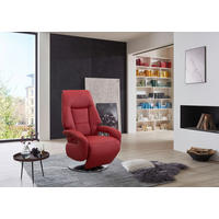 RELAXSESSEL Echtleder    - Edelstahlfarben/Rot, KONVENTIONELL, Leder/Metall (74/111/77cm) - Sit & More