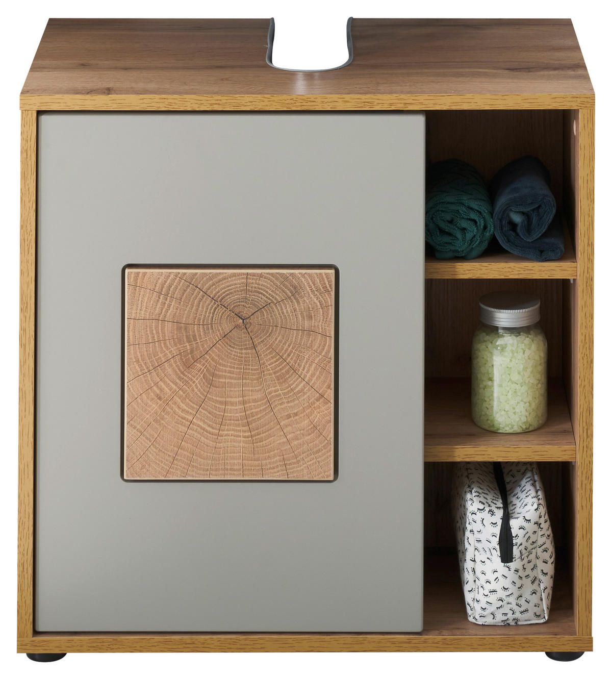 WASCHBECKENUNTERSCHRANK 60/60/35 cm  - Eiche Wotan/Hellgrau, MODERN, Holzwerkstoff/Kunststoff (60/60/35cm) - MID.YOU