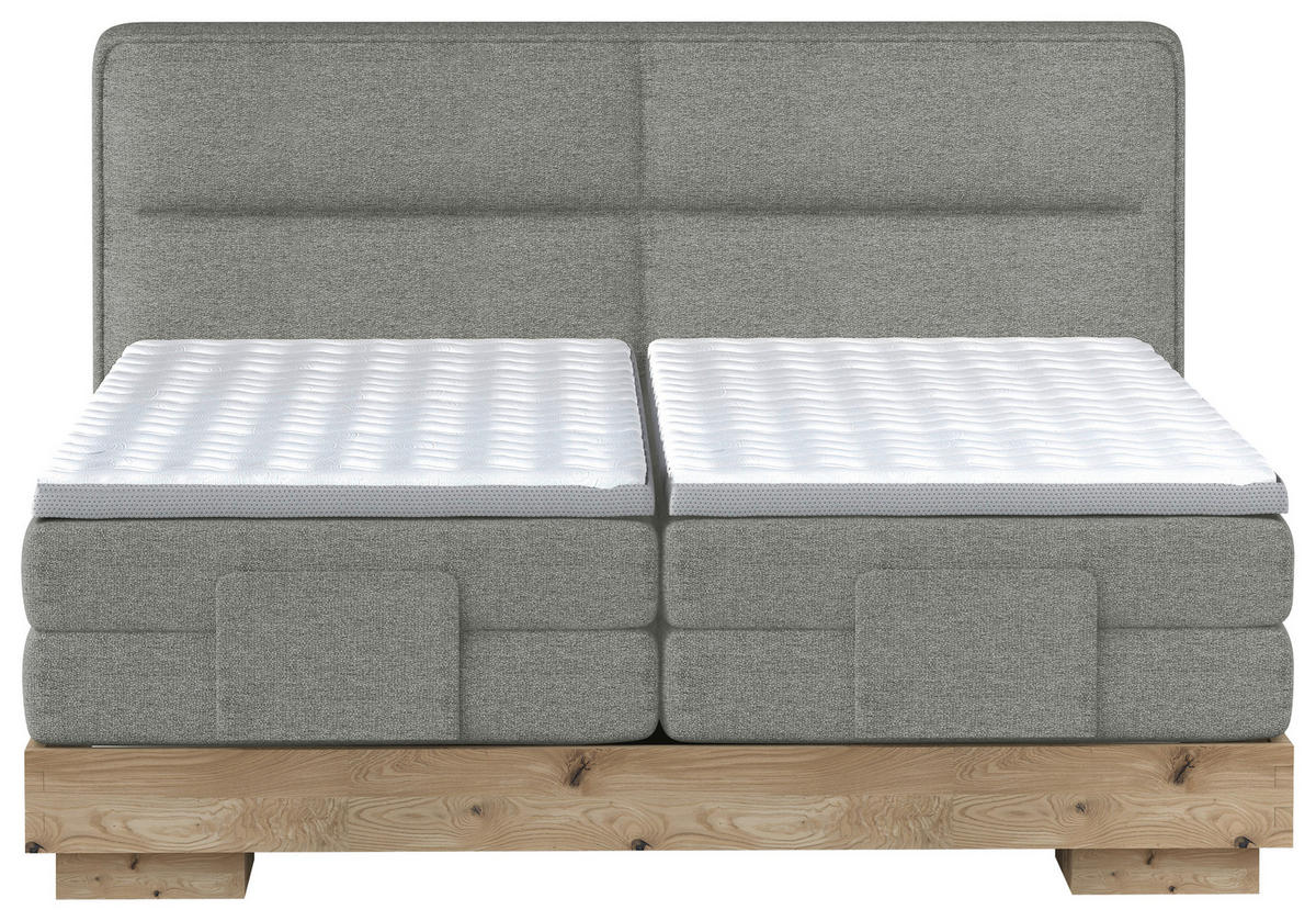 BOXSPRINGBETT 180/200 cm  in Grau, Eichefarben  - Eichefarben/Grau, Natur, Holz/Textil (180/200cm) - Valnatura