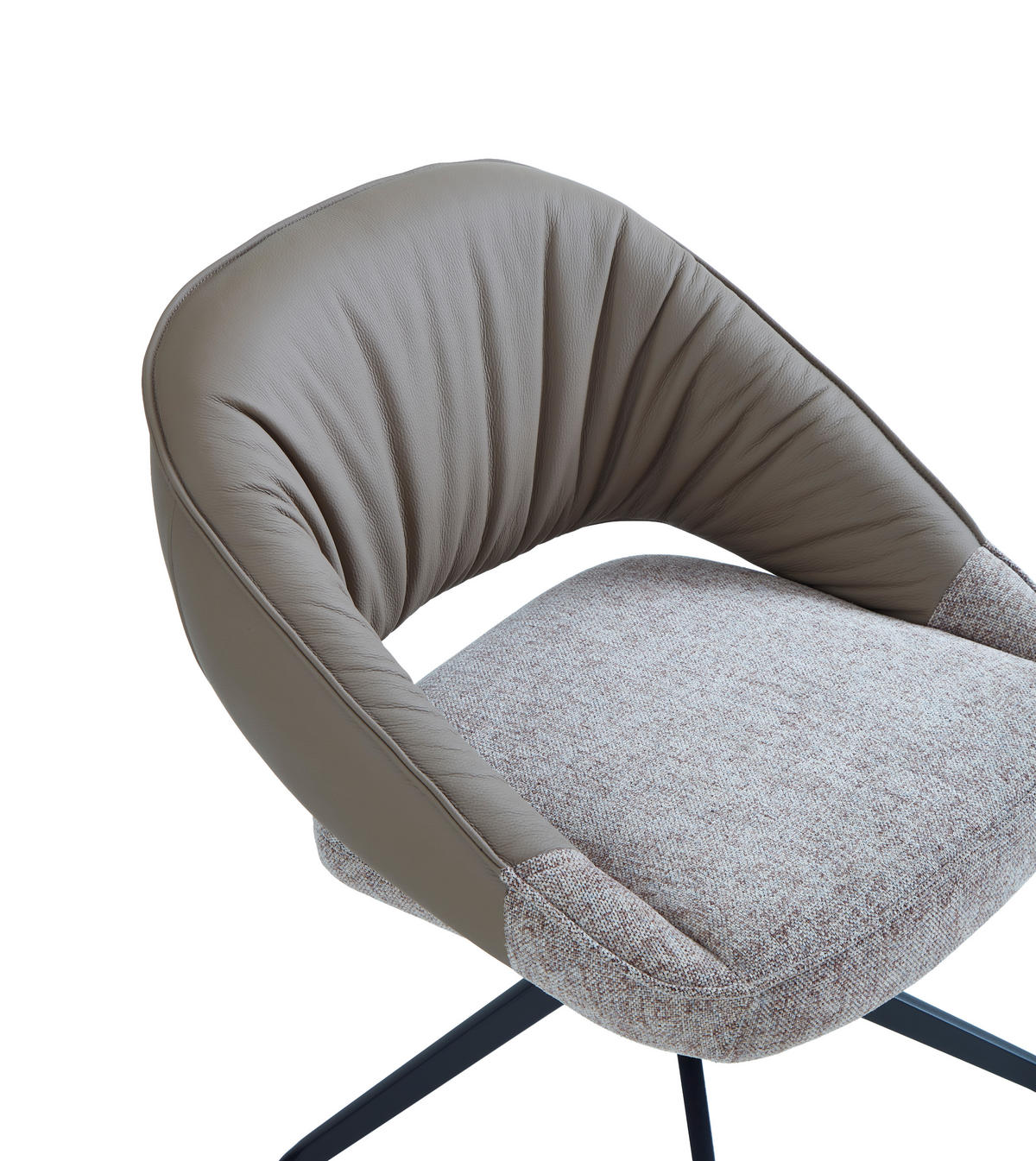 ARMLEHNSTUHL  Sitzfläche 360° drehbar, automatische Rückholfunktion Leinenoptik Echtleder  Schwarz, Hellgrau, Beige  - Beige/Hellgrau, Design, Leder/Textil (60/81/63.5cm) - Dieter Knoll