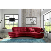 ECKSOFA in Samt Bordeaux  113/300 cm  - Bordeaux/Schwarz, Design, Kunststoff/Textil (113/300cm) - Livetastic