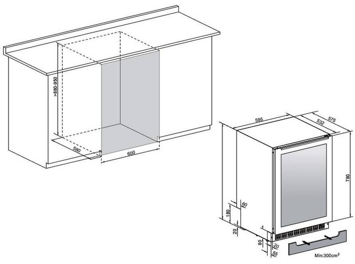 WEINKÜHLSCHRANK AVU61D88  - Schwarz, Basics, Metall (59,5/88,00/57,5cm)
